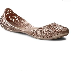 Melissa + Campana Girls Flats Zig Zag Rose Gold Ballet Flats Loafers Shoes Sz 2